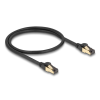 DELOCK Delock RJ45 hálózati kábel Cat.6A apa - apa S/FTP fekete 50 cm - Cat.7 nyers kábellel, mely alkalmas bel- és kültéri használatra