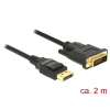 DELOCK Displayport 1.2 apa > DVI 24+1 apa passzív 2 m kábel fekete (85313) (85313)