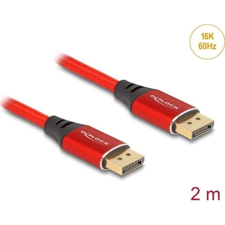 DELOCK DisplayPort kábel 16K 60 Hz 2 m piros fém (80632) (80632) kábel és adapter