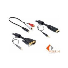 DELOCK DL84455 DVI - HDMI átalakító kábel hanggal apa - apa 2 m kábel és adapter