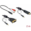 DELOCK DVI-D (Single Link) (18+1) - HDMI with 3,5mm female to 2xRCA male cable 2m