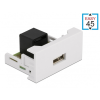 DELOCK Easy 45 modul A-típusú 2.0 USB anya - RJ45 anya port 22,5 x 45 mm