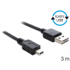 DELOCK EASY-USB 2.0 -A apa > USB 2.0 mini apa kábel, 3 m