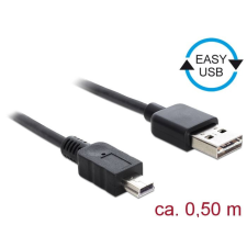 DELOCK EASY-USB 2.0-s A-típusú &gt; USB 2.0-s Mini-B-típusú kábel 0,5m (85158) kábel és adapter