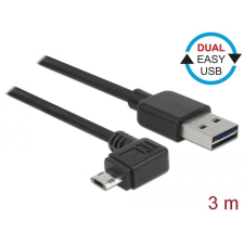 DELOCK EASY-USB 2.0 Type-A male &gt; EASY-USB 2.0 Type Micro-B male angled left/right 3m Black kábel és adapter