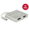 DELOCK Elosztó USB Type-C csatlakozóval (DP alternatív mód támogatás) > 1 db HDMI + 1 db Displaypor