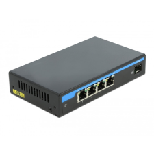 DELOCK Gigabit Ethernet-kapcsoló, 4 port PoE + 1 SFP kábel és adapter