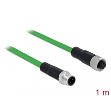 DELOCK Hálózati kábel M12 4 tűs D-kódú apa - anya TPU 1 m hosszú kábel és adapter