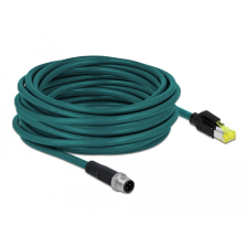 DELOCK Hálózati kábel M12 4 tűs D-kódú RJ45 Hirose csatlakozóhoz TPU borítás 10 m hosszú kábel és adapter