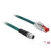 DELOCK Hálózati kábel M12 8 tűs X-kódú RJ45 csatlakozóhoz PVC borítás 1 m hosszú