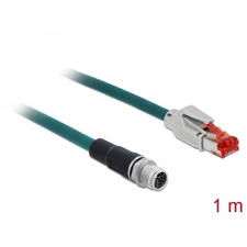 DELOCK Hálózati kábel M12 8 tűs X-kódú RJ45 csatlakozóhoz PVC borítás 1 m hosszú kábel és adapter