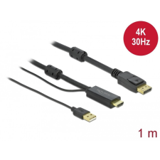 DELOCK HDMI DisplayPort-kábel 4K 30 Hz 1 m kábel és adapter