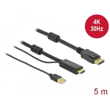 DELOCK HDMI DisplayPort-kábel 4K 30 Hz 5 m kábel és adapter