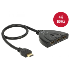 DELOCK HDMI Switch HDMI UHD 3x HDMI in 1x HDMI out 4k - 50cm kábel (18600) kábel és adapter