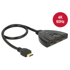 DELOCK HDMI UHD Switch 3x HDMI in &gt; 1x HDMI out 4K with integrated cable 50 cm hub és switch