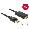 DELOCK Kábel Displayport 1.2 dugó -High Speed HDMI-A dugó passzív 4K, 3m; fekete
