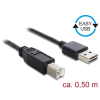  Delock Kábel, EASY-USB 2.0-s A-típusú csatlakozódugó > USB 2.0-s B-típusú csatlakozódugó, 0,5 m, fek