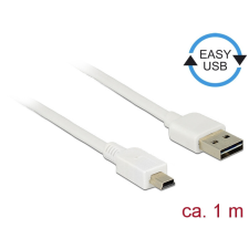 DELOCK Kábel, EASY-USB 2.0-s A-típusú csatlakozódugó &gt; USB 2.0-s Mini-B-típusú csatlakozódugó, 1 m, kábel és adapter