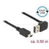 DELOCK Kábel EASY-USB 2.0-s A típusú csatlakozódugó, ívelt felfelé / lefelé > USB 2.0-s Mini-B-típus (DL85184)