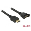 DELOCK Kábel, HDMI-A dugó > HDMI-A hüvely, panelrögzítés, 4K 30 Hz 2 m