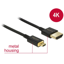 DELOCK kábel High Speed HDMI Ethernet - HDMI-A apa > HDMI Micro-D apa 3D 4K 2m, Slim Prémium, (84783) (DE84783) kábel és adapter