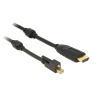 DELOCK Kábel mini Displayport 1.2-dugós csatlakozó csavarral > HDMI-csatlakozódugó 4K aktív fekete2m (83730) (83730)