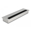 DELOCK Kábel tömítő/rendező asztalba szerelt változathoz kefével 300 x 80 x 28 mm méretű, ezüst