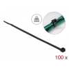 DELOCK Kábelkötöző magas szakítószilárdsággal hossza 200 x szélessége 4,8 mm, 100 db. Fekete