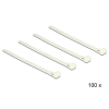 DELOCK Kioldható kábelkötegelők, fehér szín, 150 x 7,2 mm (H x Sz), 100 darab