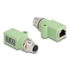 DELOCK M12 X-kódolt adapter 8 tűs anya - RJ45 anya Cat.5e beszerelő mélyedéssel, egyenes, zöld színű