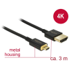 DELOCK Nagysebességű HDMI-kábel Ethernettel - HDMI-A-csatlakozódugó > HDMI Micro-D-csatlakozódugó, 3