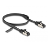 DELOCK - RJ45 lapos patch kábel apa - apa Cat.8.1 flexibilis 0,5 m fekete - 80178
