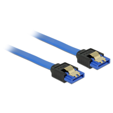 DELOCK SATA-kábel, 6 Gb/s, hüvely, egyenes &gt; SATA hüvely, egyenes, 30 cm, kék aranyszínu kapcsokkal kábel és adapter