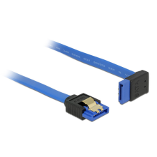 DELOCK SATA-kábel, 6 Gb/s, hüvely, egyenes &gt; SATA hüvely, felfelé ívelt, 20 cm, kék aranyszínu kapcs kábel és adapter