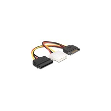 DELOCK SATA (M) - Molex (F) + SATA (F) tápátalakító kábel (16 cm) kábel és adapter