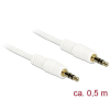 DELOCK Stereo Jack Cable 3.5mm 3 pin male > male 0,5m White
