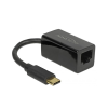 DELOCK SuperSpeed USB (USB 3.1 Gen 1) with USB Type-C™ male > Gigabit LAN 10/100/1000 Mbps compact Black Adapter (65904)