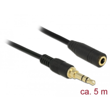 DELOCK Sztereó jack hosszabbító kábel 3,5 mm 3-tűs apa &gt; anya 5 m hosszú fekete kábel és adapter