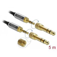 DELOCK Sztereó kábel 3,5 mm-es 3 pólusú apa apa, csavaros adapterrel 5 m kábel és adapter