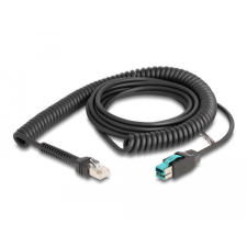 Delock Tekercselt kábel RJ50 apa PoweredUSB apa 12 V 3 m fekete kábel és adapter