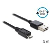 DELOCK USB 2.0 mikro kábel (Easy-USB, Typa-A dugó / mikro-B dugó) 5 m