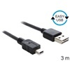 DELOCK USB 2.0 mini kábel (Easy-USB, Type-A dugó / 5-pin mini dugó) 3 m