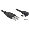 DELOCK USB 2.0 mini kábel (Type-A dugó / 5-pin Mini 90 fokos dugó) 0,5m