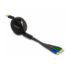 DELOCK USB 3 az 1-ben visszahúzható töltőkábel Micro USB-hez / 2 x USB Type-C  gyorstöltéssel, fekete