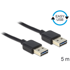 DELOCK USB-A 2.0 apa - USB-A 2.0 apa adat kábel 5m - Fekete kábel és adapter