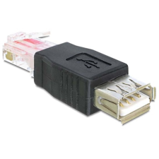 DELOCK USB A -> RJ45 F/M adapter fekete kábel és adapter