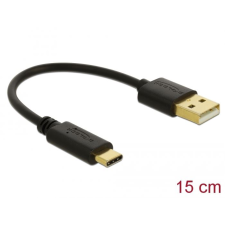 DELOCK USB-A -> USB-C töltőkábel 15cm fekete (85354) (DL85354) mobiltelefon kellék
