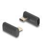  Delock USB Adapter 40 Gbps USB Type-C PD 3.1 240 W csatlakozódugóval - csatlakozóhüvellyel, elforgatott ívelt bal / jobb 8K 60 Hz fém