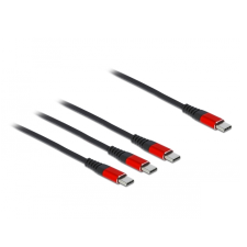 DELOCK USB-C - 3xUSB-C kábel 1m - Fekete/Piros (86713) kábel és adapter