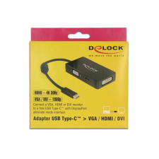 DELOCK USB-C apa > (VGA + HDMI + DVI) anya Adapter - Fekete kábel és adapter